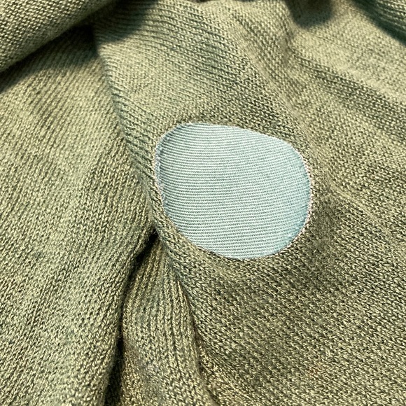 J. Jill Women's Size S *PATCHED* Green Linen Blend Lightweight Sweater Shirt Top - Picture 11 of 14